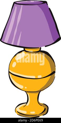 Yellow and purple lamp, illustration, vector on white background. Stock Vector