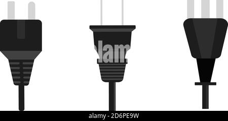 Various electric plugs, illustration, vector on white background Stock Vector
