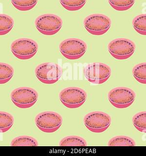 Spagetti in a bowl,seamless pattern on light green background. Stock Vector