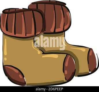 Brown old socks, illustration, vector on white background. Stock Vector