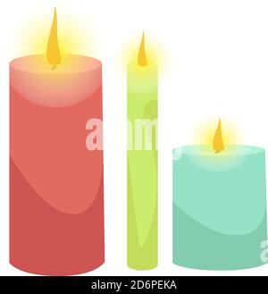 Lighted candles, illustration, vector on white background Stock Vector