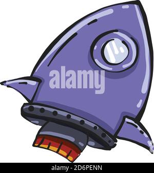 Purple spaceship, illustration, vector on white background. Stock Vector