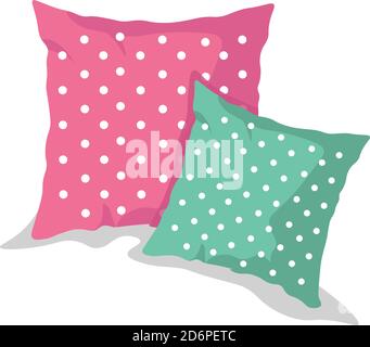 Decorative pillows, illustration, vector on white background Stock Vector