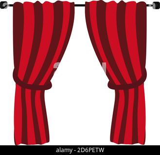 Red fancy curtain, illustration, vector on white background Stock Vector