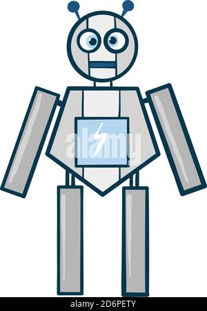 Surprised robot, illustration, vector on white background. Stock Vector
