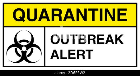Outbreak alert by the coronavirus sign in the color of bacteriological danger. Stock Vector