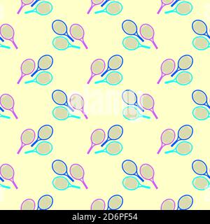 Tennin racket,seamless pattern on pastel background. Stock Vector