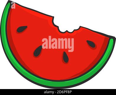 Bitten watermelon, illustration, vector on white background. Stock Vector