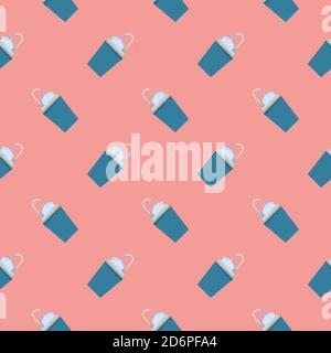 Blue washer,seamless pattern on pink background. Stock Vector