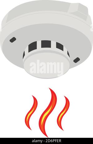 Smoke alarm, illustration, vector on white background Stock Vector