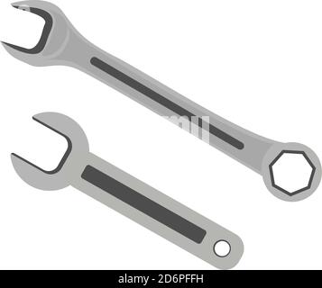 Two spanners, illustration, vector on white background Stock Vector