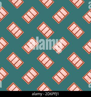 Red windows,seamless pattern on mint green background. Stock Vector