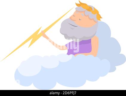 Zeus with lightning, illustration, vector on white background. Stock Vector