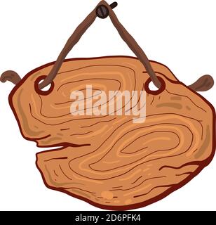 Old rustic plank, wooden banner in cartoon style isolated on white ...