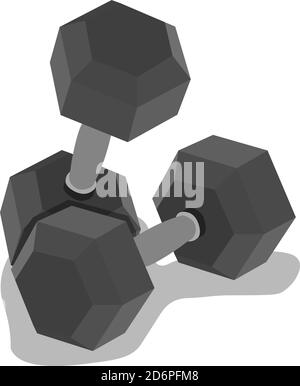 Grey dumbell, illustration, vector on white background Stock Vector