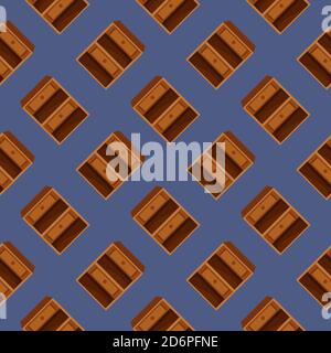 Wooden wardrobe,seamles pattern on  dark purple background. Stock Vector