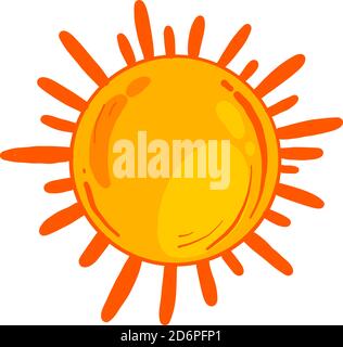 Red and yellow sun, illustration, vector on white background. Stock Vector