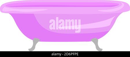 Pink bathtub, illustration, vector on white background Stock Vector