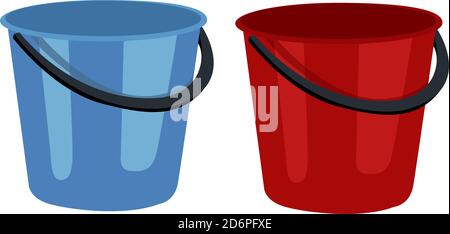 Two buckets, illustration, vector on white background Stock Vector