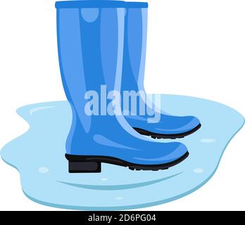 Blue rain boots, illustration, vector on white background Stock Vector