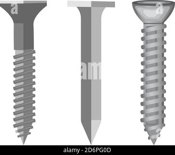 Three screws, illustration, vector on white background Stock Vector