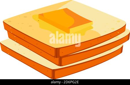 Bread and butter ,illustration, vector on white background. Stock Vector
