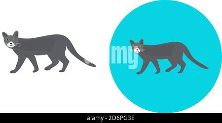 Grey cat ,illustration, vector on white background. Stock Vector