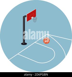 Basketball court ,illustration, vector on white background. Stock Vector