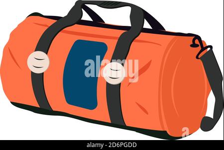 Orange Gym bag, illustration, vector on white background Stock Vector