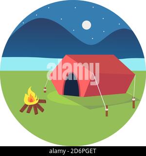 Red tent ,illustration, vector on white background. Stock Vector