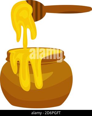 Honey pot, illustration, vector on white background Stock Vector
