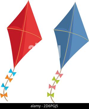 Two kites, illustration, vector on white background Stock Vector
