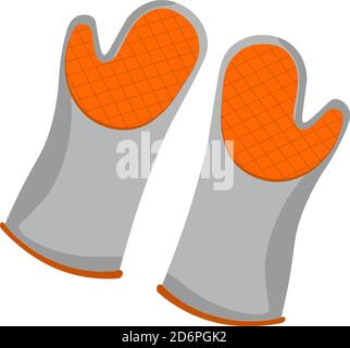 Kitchen mittens, illustration, vector on white background Stock Vector