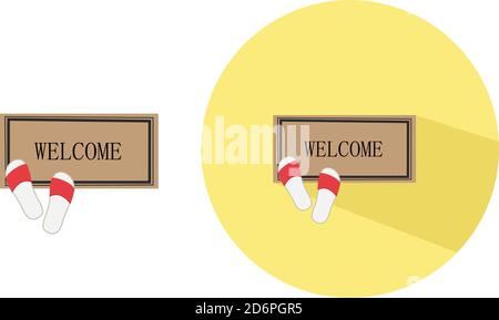 Welcome mat ,illustration, vector on white background. Stock Vector