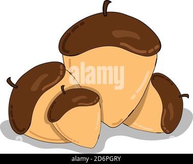 Brown nuts, illustration, vector on white background Stock Vector