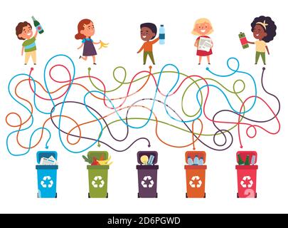 Recycling mae for kids with a solution Stock Vector