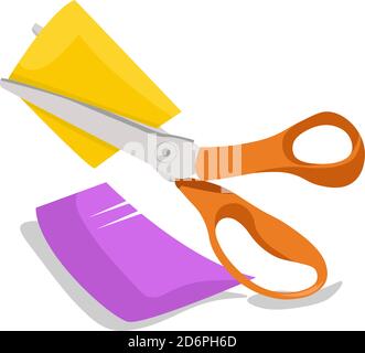 Orange scissors, illustration, vector on white background Stock Vector