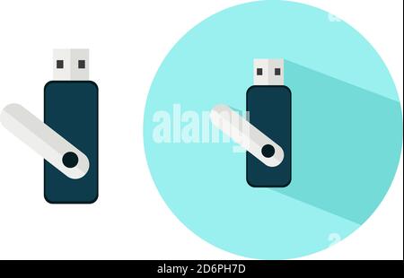 Blue usb ,illustration, vector on white background. Stock Vector