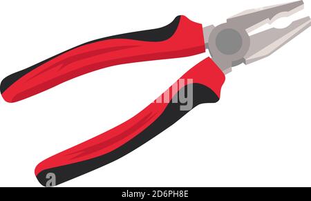 Red pliers ,illustration, vector on white background. Stock Vector