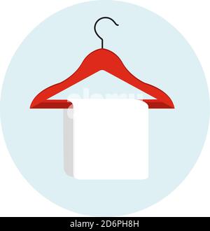 Towel on a hanger, illustration, vector on white background Stock Vector