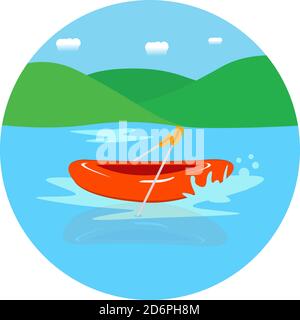 River rafting ,illustration, vector on white background. Stock Vector
