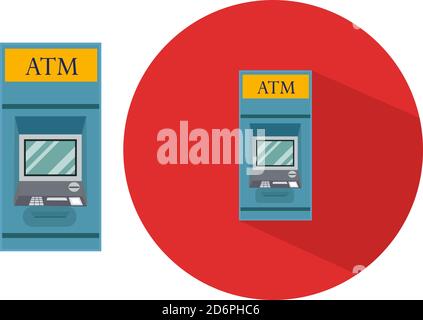 ATM machine,illustration, vector on white background. Stock Vector