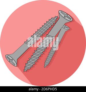 Three screws ,illustration, vector on white background. Stock Vector