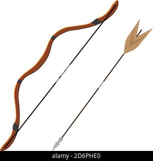Bow and arrow ,illustration, vector on white background. Stock Vector