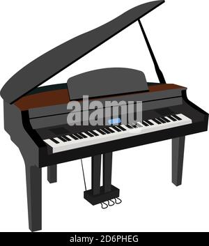 Classic piano ,illustration, vector on white background. Stock Vector