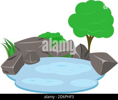 Small pond ,illustration, vector on white background. Stock Vector