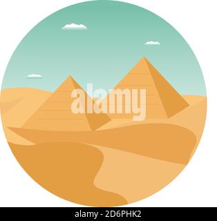 Two pyramids ,illustration, vector on white background. Stock Vector