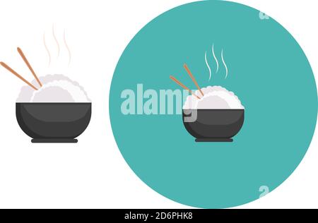 Bowl of rice ,illustration, vector on white background. Stock Vector