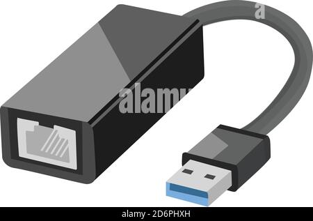 USB port ,illustration, vector on white background. Stock Vector