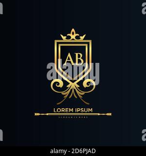 AB Letter Initial with Royal Template.elegant with crown logo vector, Creative Lettering Logo Vector Illustration. Stock Vector